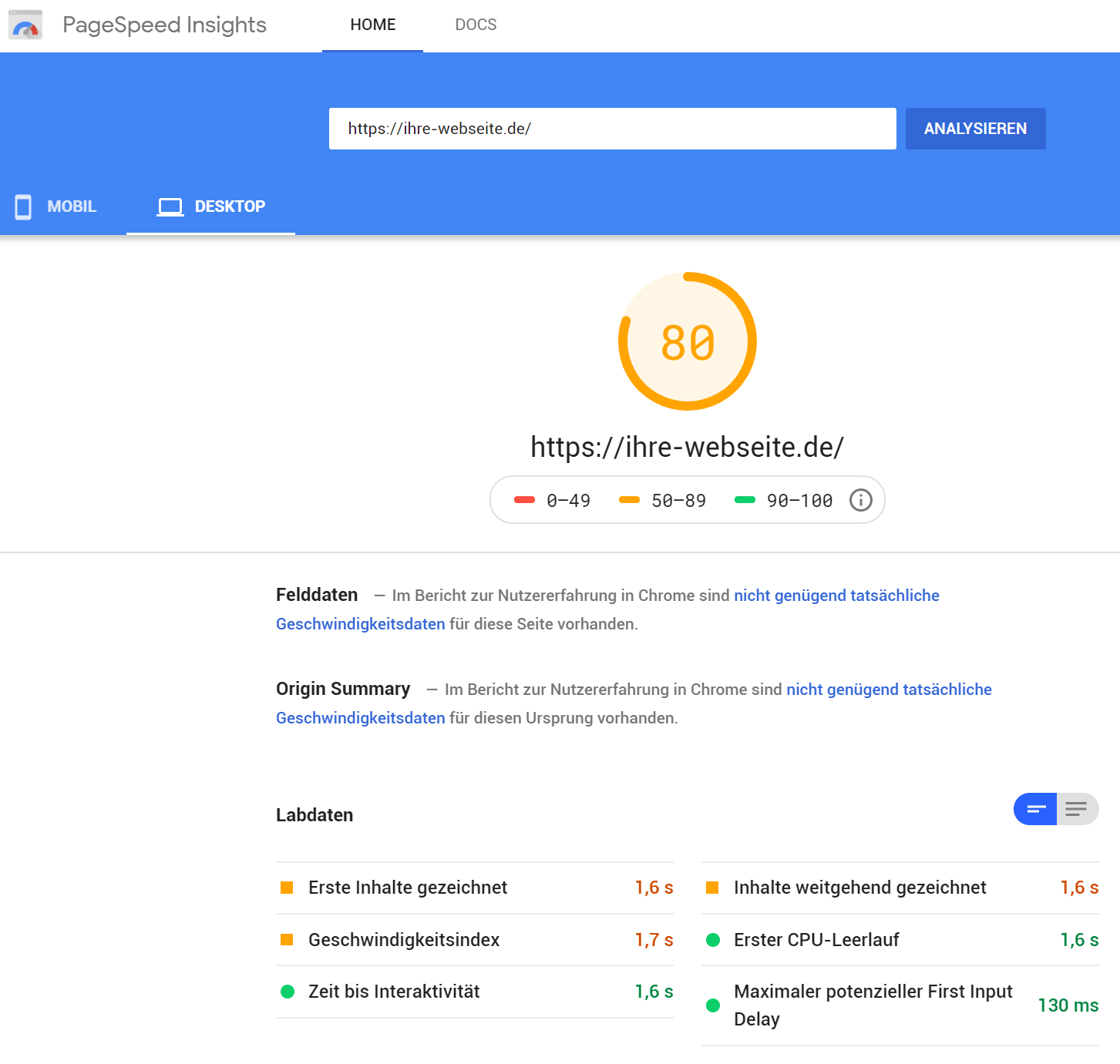 Google PageSpeed Insights Desktop seoboxx-webdesign.de