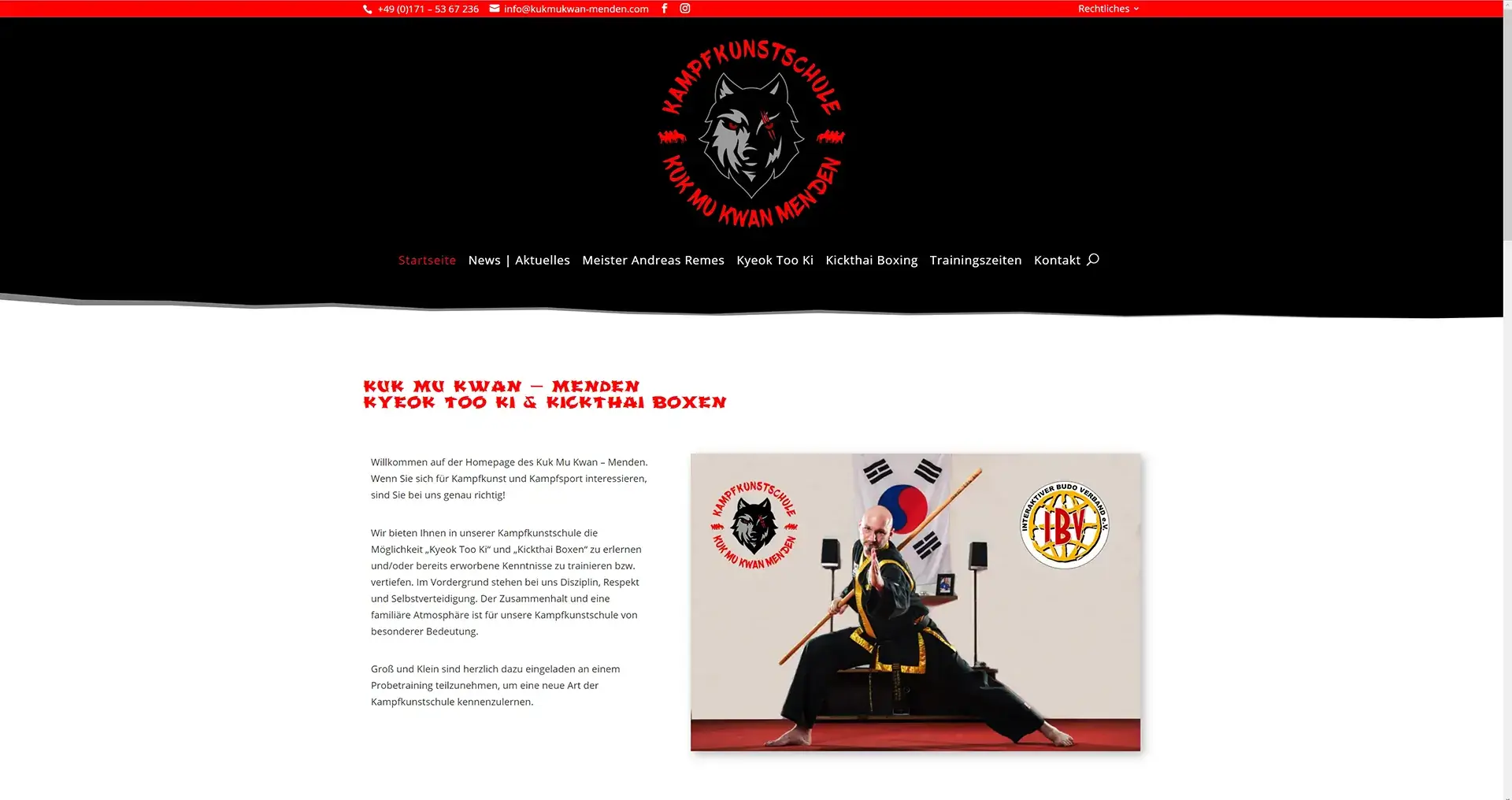 Die neue Website der Kampfkunstschule Kuk Mu Kwan - Menden erstellt von seoBOXX Webdesign - Andreas Soraru