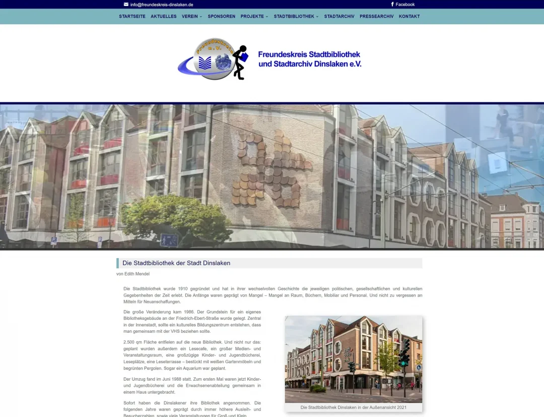 Die neue Website des Freundeskreis Stadtbibliothek udn Stadtarchiv Dinslaken - erstellt von seoBOXX Webdesign - Andreas Soraru