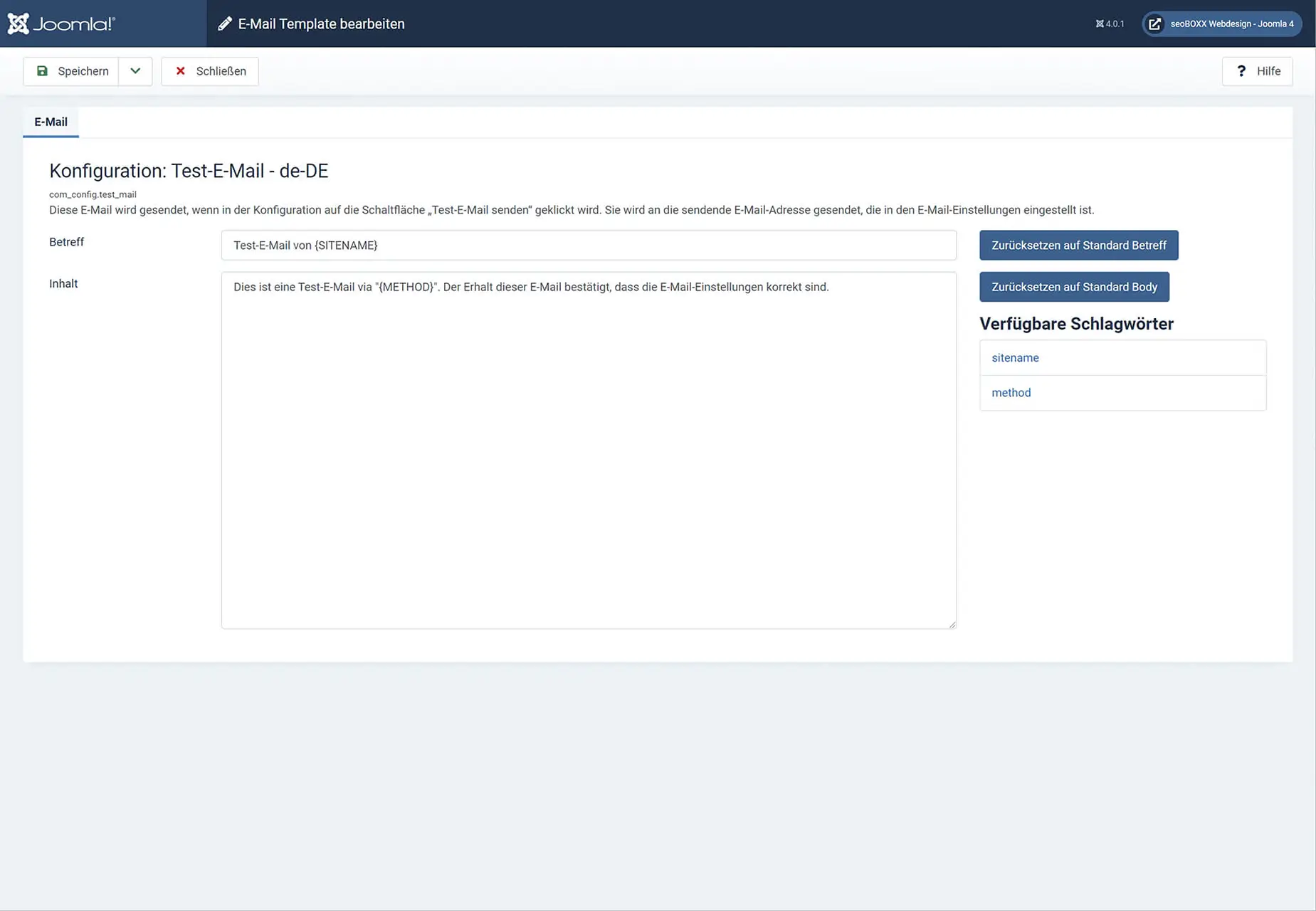 Joomla4! - E-Mail-Template