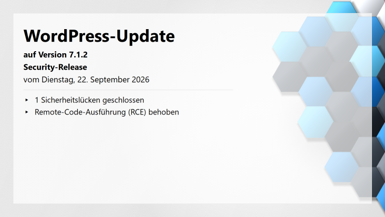 WordPress-Update auf Version 7.1.2 am 22. September 2026 erschienen - Security-Fix