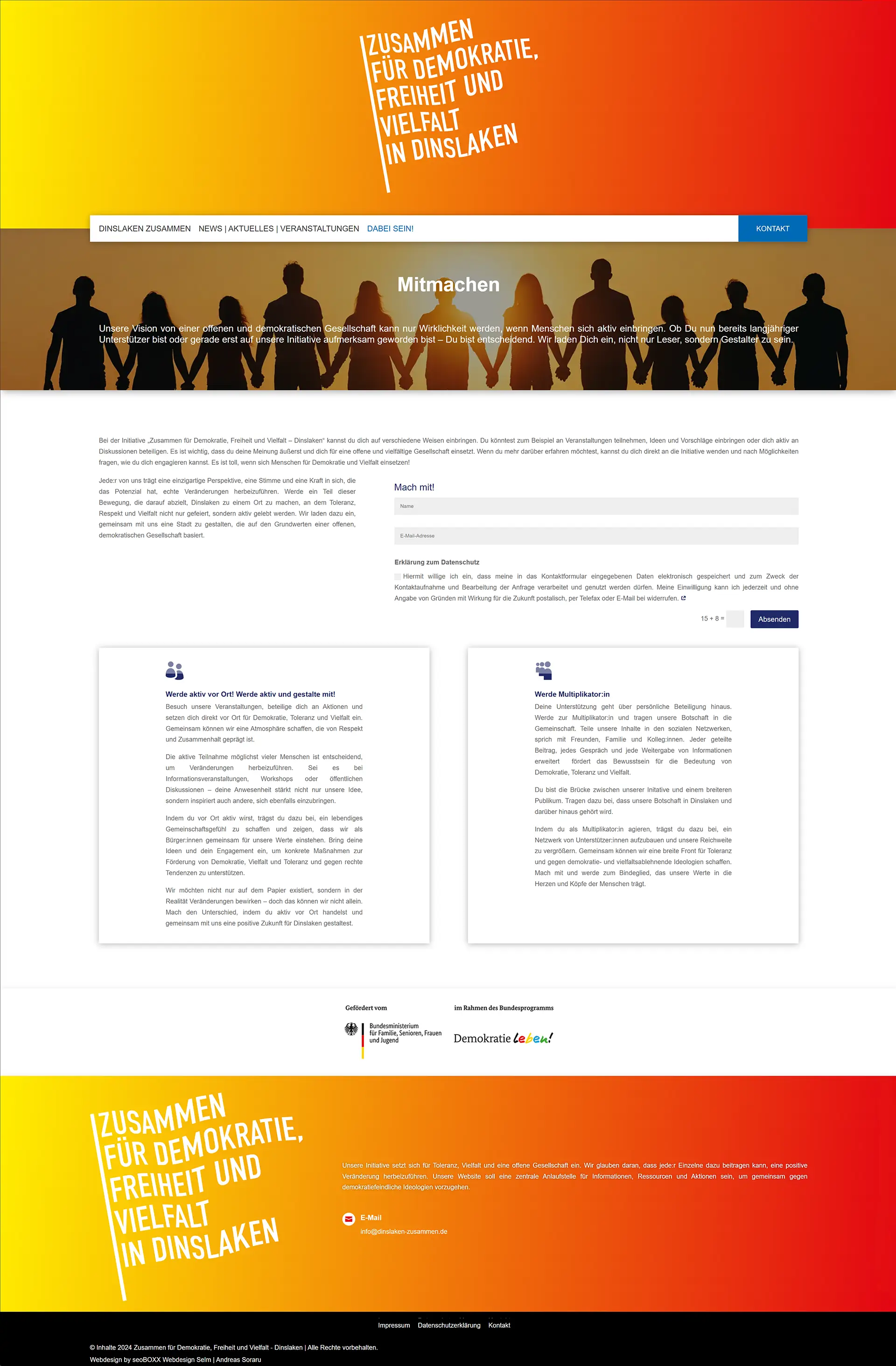 Zusammen für Demokratie, Freiheit und Vielfalt – Dinslaken - Dabei sein