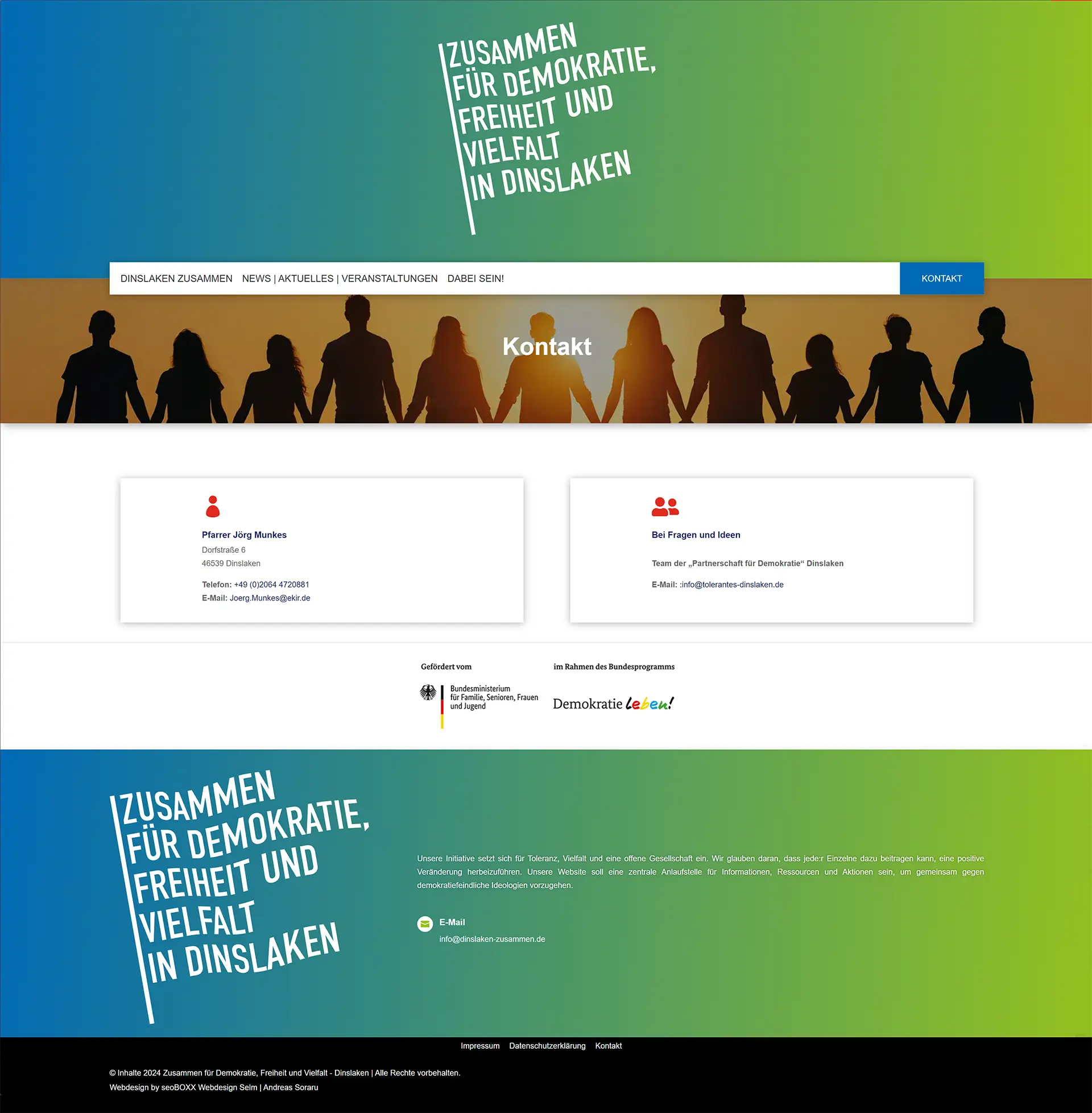 Zusammen für Demokratie, Freiheit und Vielfalt – Dinslaken - Kontakt