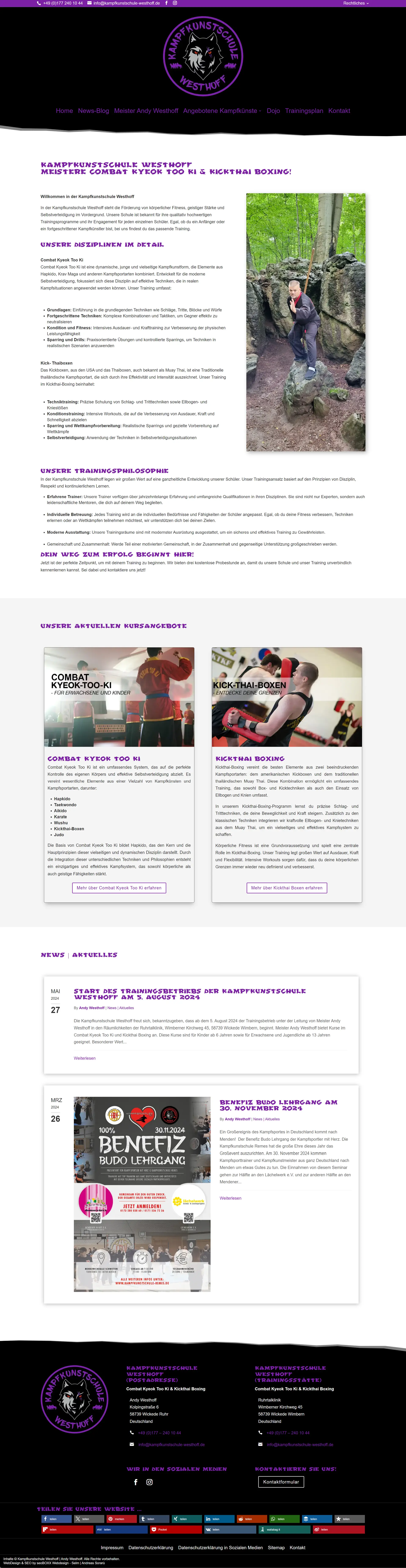 Kampfkunstschule Westhoff - Andy Westhoff - Wickede Ruhr - Startseite