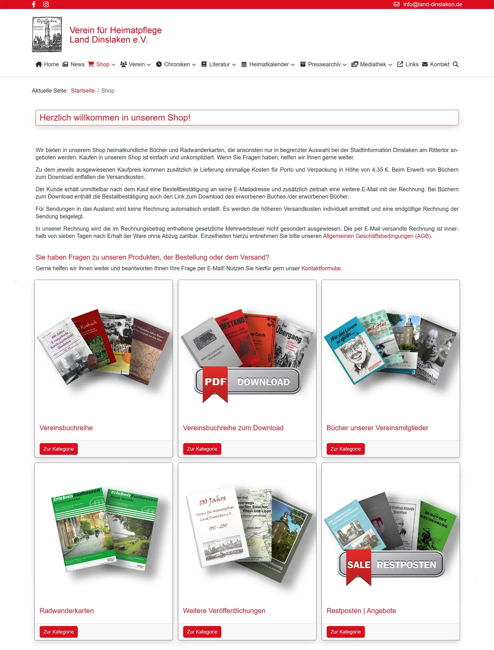 Verein für Heimatpflege Land Dinslaken e.V. - Website 2023 - Shop